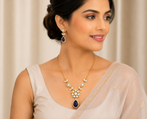 Polki Stone Pure Moissanite Pendant Sets