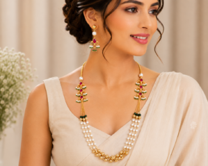 Multi Layer Pearl Moissanite Pendant Sets