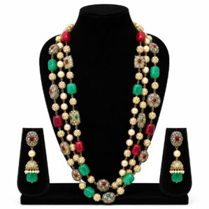 Multi-Color Beads and Pearl Long Haar Rajwadi